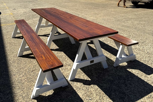 Walnut Stained White Legs